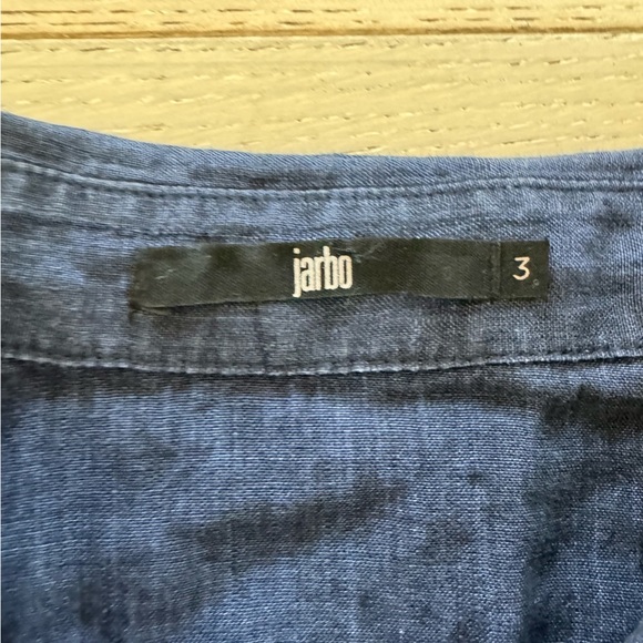 Jarbo Women's Italian Linen Button Up Boyfriend Shirt sz 3 Oversized Blue US 8 - Picture 4 of 8